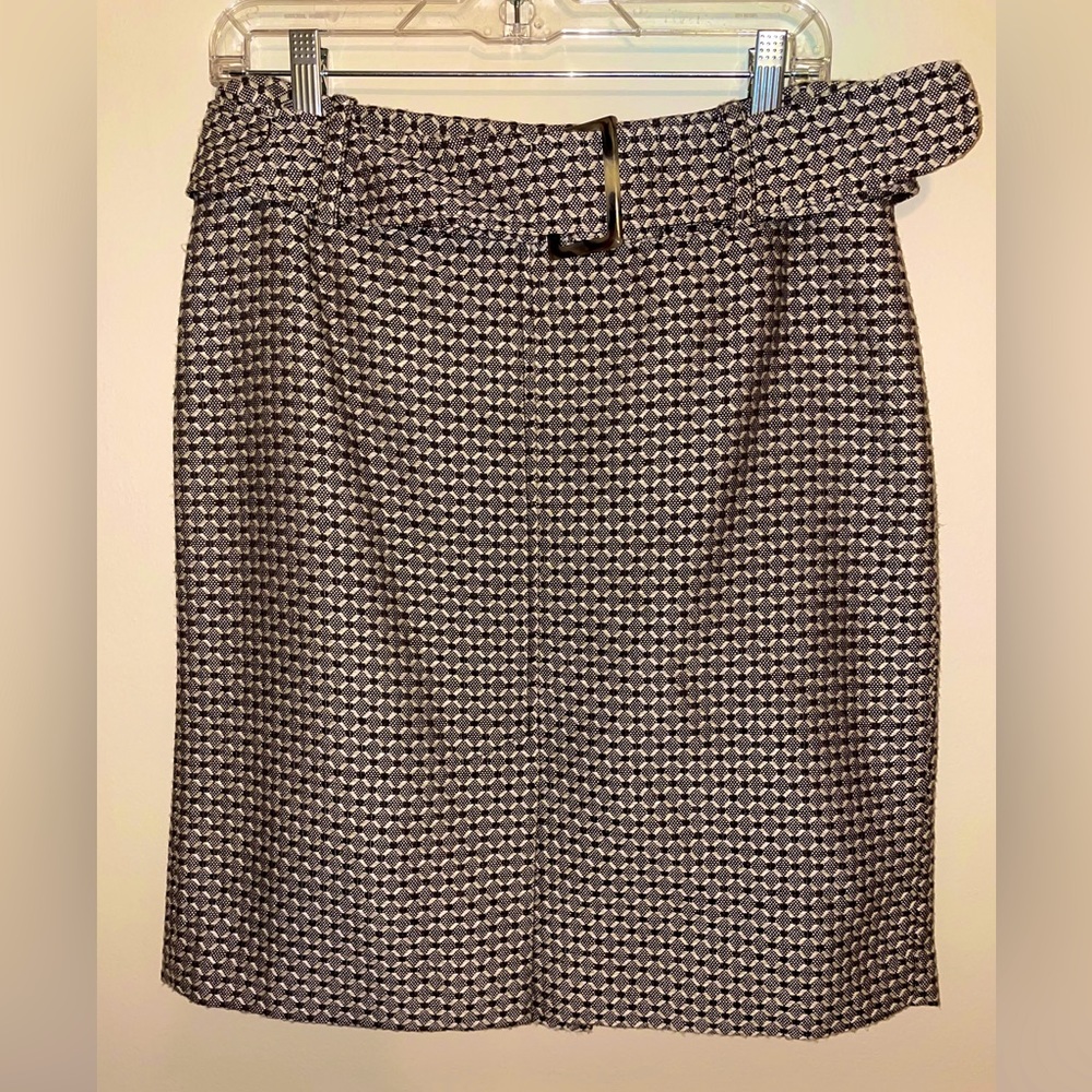 Ann Taylor brown jacquard belted pencil skirt